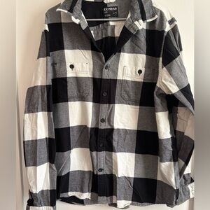 Men’s Express Black and White Plaid Shirt